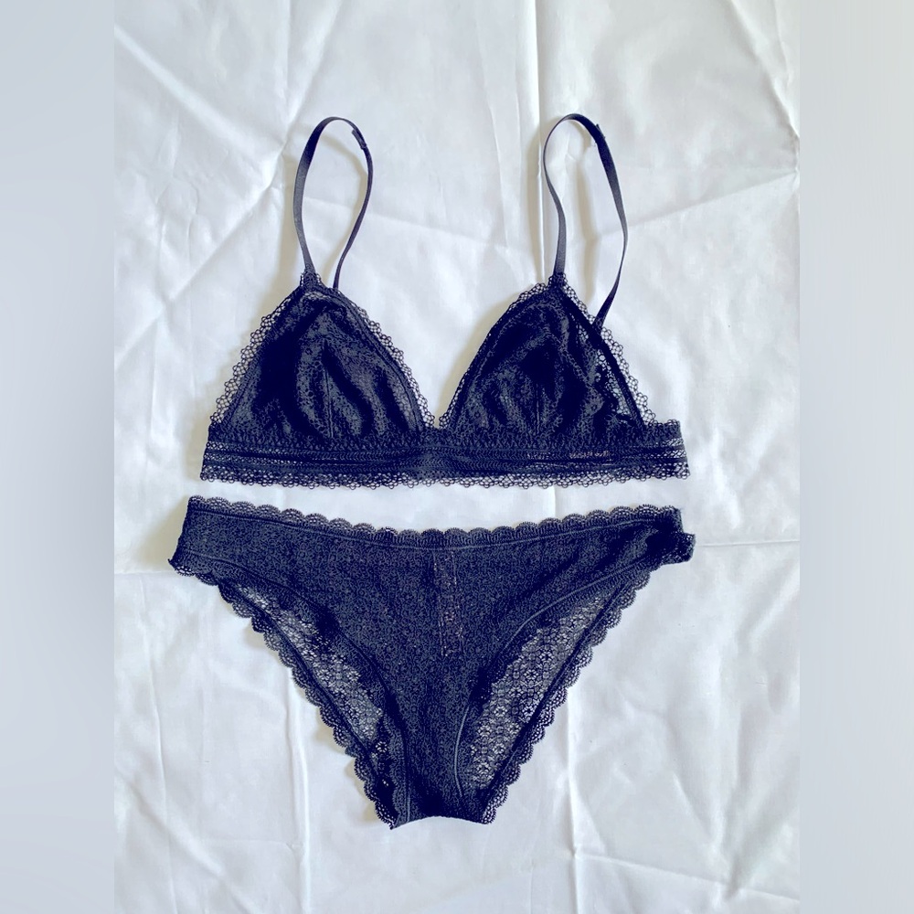 Lace bra and panty.